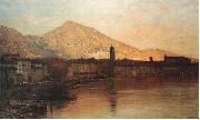Bartolomeo Bezzi Sole cadente sul lago di Garda oil on canvas